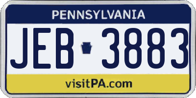 PA license plate JEB3883