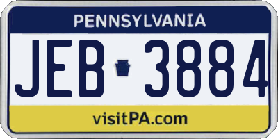 PA license plate JEB3884