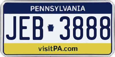 PA license plate JEB3888