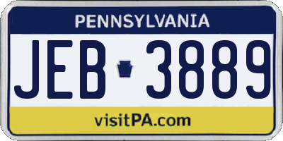 PA license plate JEB3889