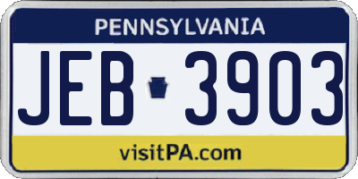PA license plate JEB3903