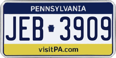 PA license plate JEB3909