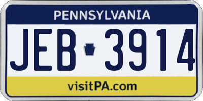 PA license plate JEB3914