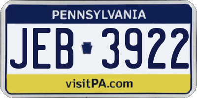 PA license plate JEB3922