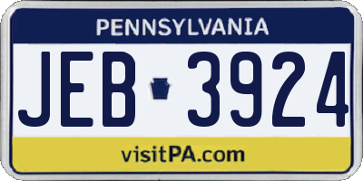 PA license plate JEB3924