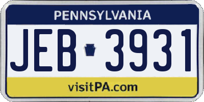 PA license plate JEB3931