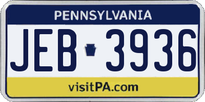 PA license plate JEB3936