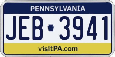 PA license plate JEB3941