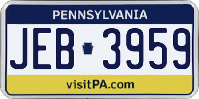 PA license plate JEB3959