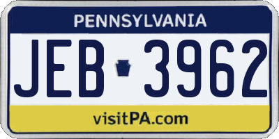 PA license plate JEB3962