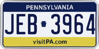 PA license plate JEB3964