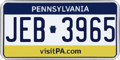PA license plate JEB3965