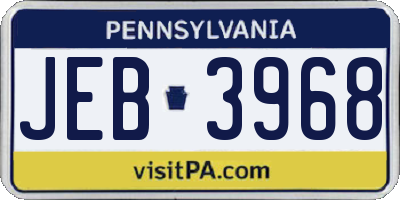 PA license plate JEB3968