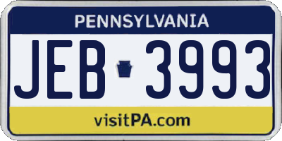 PA license plate JEB3993