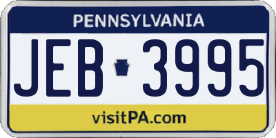 PA license plate JEB3995