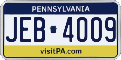 PA license plate JEB4009