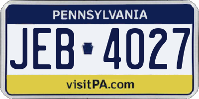 PA license plate JEB4027