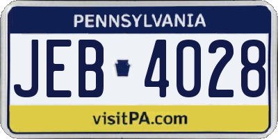 PA license plate JEB4028