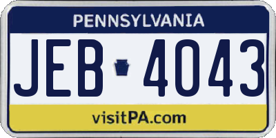 PA license plate JEB4043