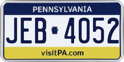 PA license plate JEB4052