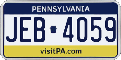 PA license plate JEB4059