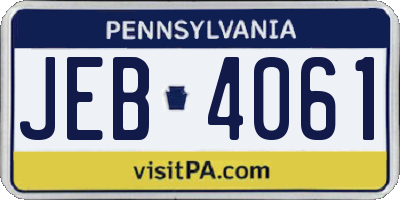 PA license plate JEB4061