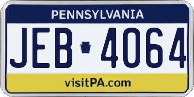 PA license plate JEB4064