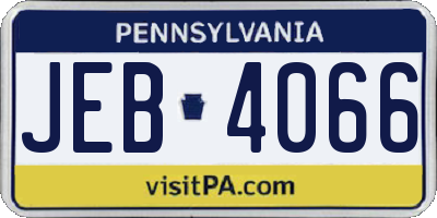 PA license plate JEB4066