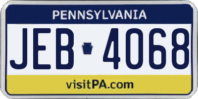 PA license plate JEB4068