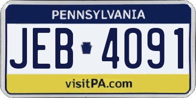PA license plate JEB4091