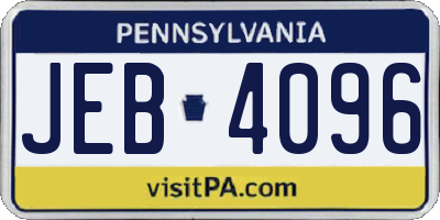 PA license plate JEB4096