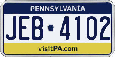 PA license plate JEB4102
