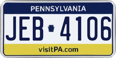 PA license plate JEB4106