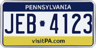 PA license plate JEB4123