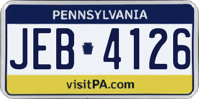 PA license plate JEB4126