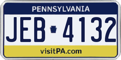 PA license plate JEB4132
