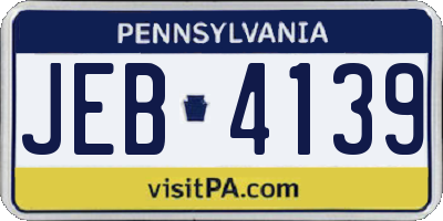 PA license plate JEB4139