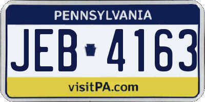 PA license plate JEB4163