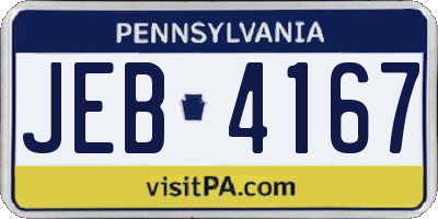 PA license plate JEB4167