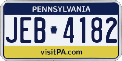 PA license plate JEB4182