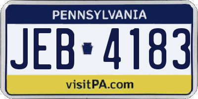 PA license plate JEB4183