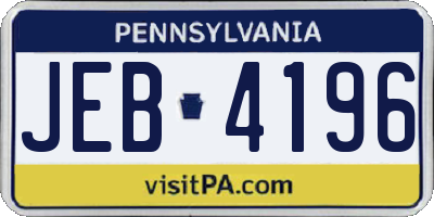 PA license plate JEB4196