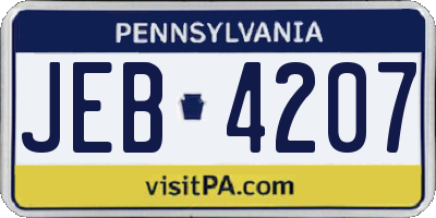PA license plate JEB4207