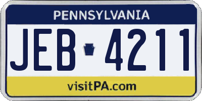 PA license plate JEB4211