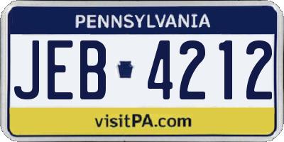 PA license plate JEB4212