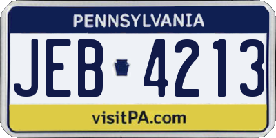 PA license plate JEB4213
