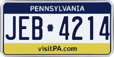 PA license plate JEB4214