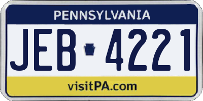 PA license plate JEB4221