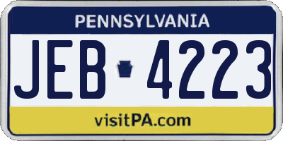 PA license plate JEB4223