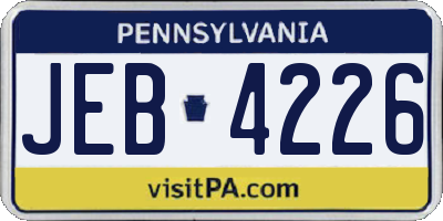 PA license plate JEB4226